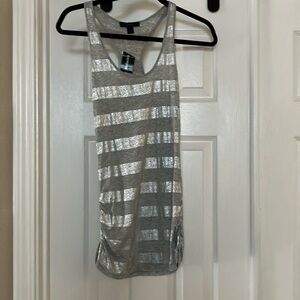 Express Gray and White Tank Top